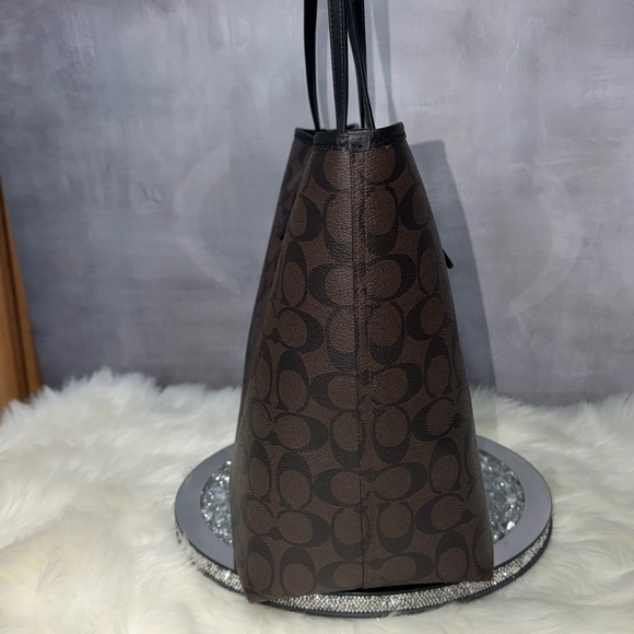 Coach City Tote Bag Dark Brown & Black - Picture 7 of 17